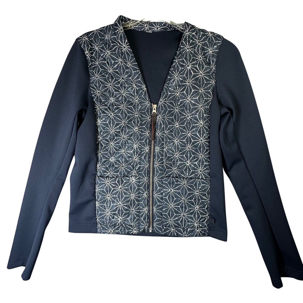 Lululemon Full Zip Quilted Star Pattern Athletic Jacket Navy Size 4 Athleisure